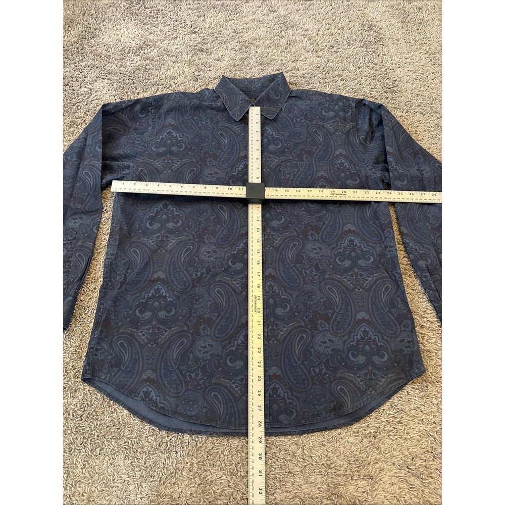 Bugatchi Uomo Mens Shirt Blue Paisley? Large Long Sleeve Sharp Unique - Picture 5 of 5